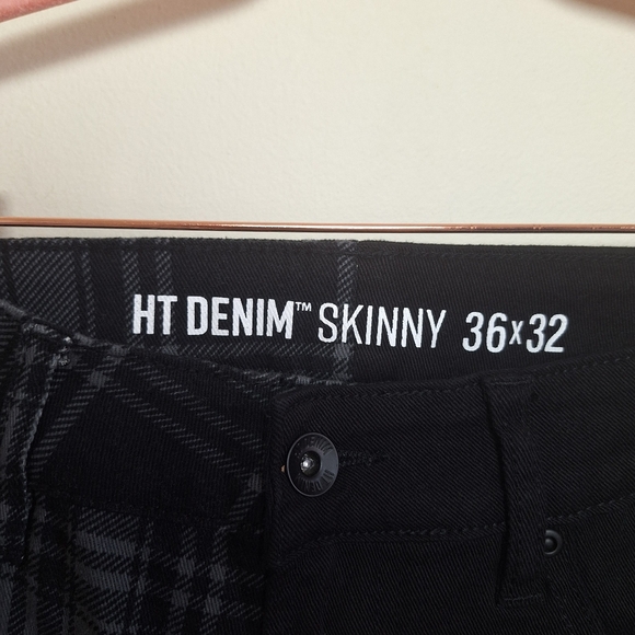 Hot Topic Men's Grey And Black Plaid Split Leg Skinny Jeans Size 36 X 32 - Picture 6 of 10
